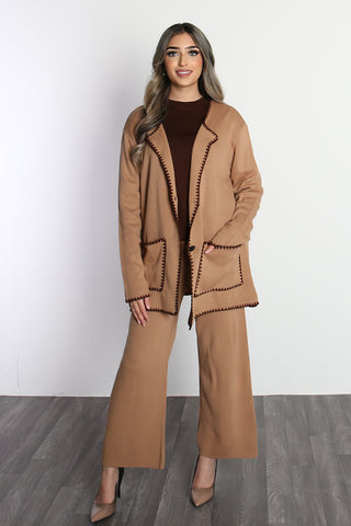 ROLL NECK TWO-PIECE SET BROWN