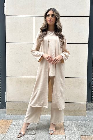SHIMMER BELL SLEEVE ABAYA SET MAUVE