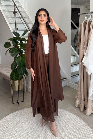 LINA SPLIT PRINTED COORD BROWN