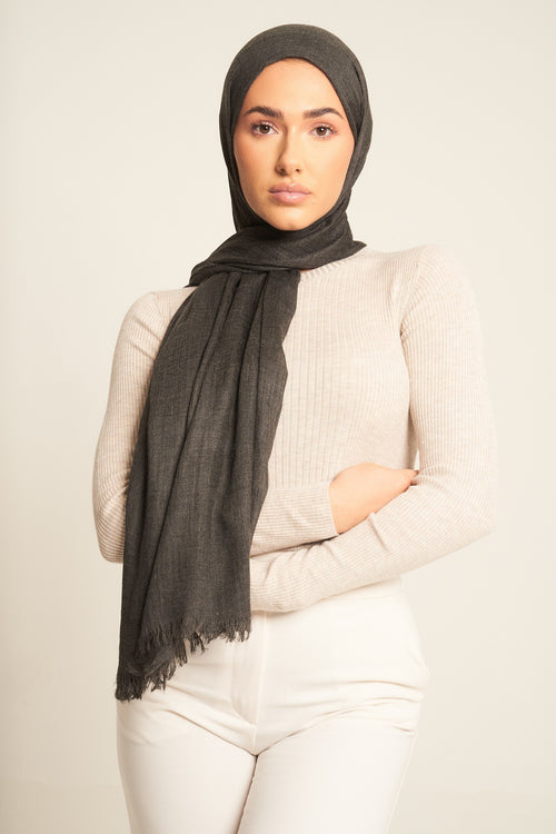 Charcoal Grey | Luxury Cotton Modal Hijab