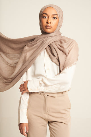 Khaki Crinkle Cotton Hijab