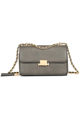 Quilted Chain Cross body Bag Black