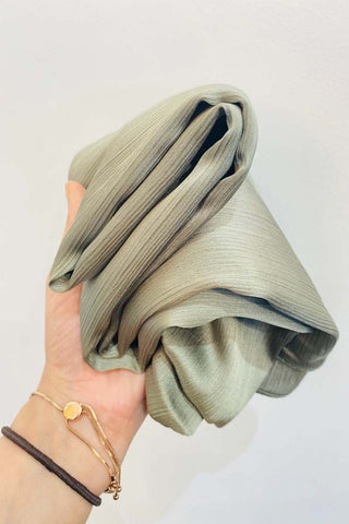 Crinkle Silk-Satin Touch Hijab | Ivory