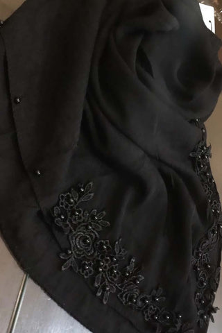 Black | Crochet Lace Hijab