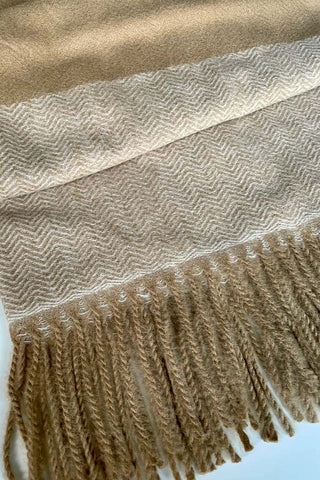 Mink herringbone tweed shawl