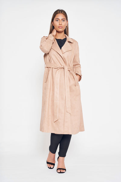 Beige suede trench on sale coat