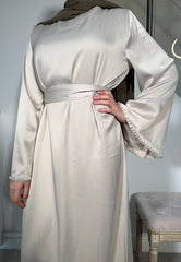 SAMARA PEARL SATIN ABAYA NUDE