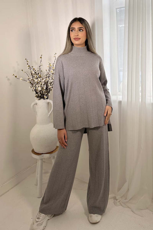 ANARA HIGH NECK COORD GREY