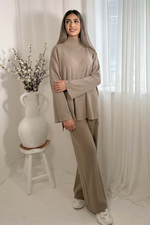 ANARA HIGH NECK COORD TAUPE