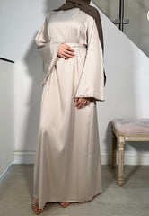 SAMARA PEARL SATIN ABAYA NUDE