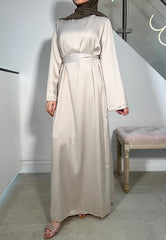 SAMARA PEARL SATIN ABAYA NUDE