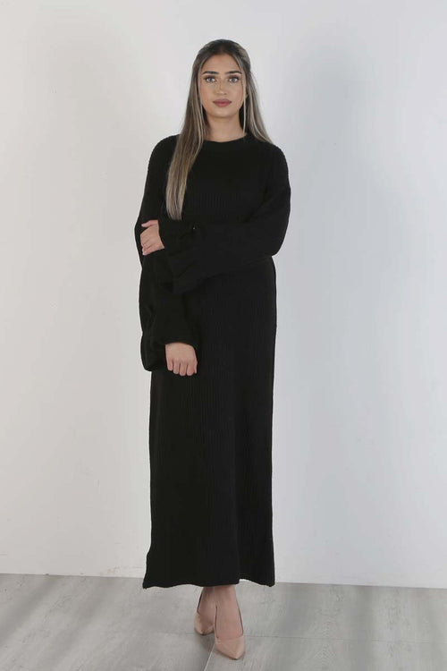 BELL SLEEVE KNIT MID-MAXI BLACK