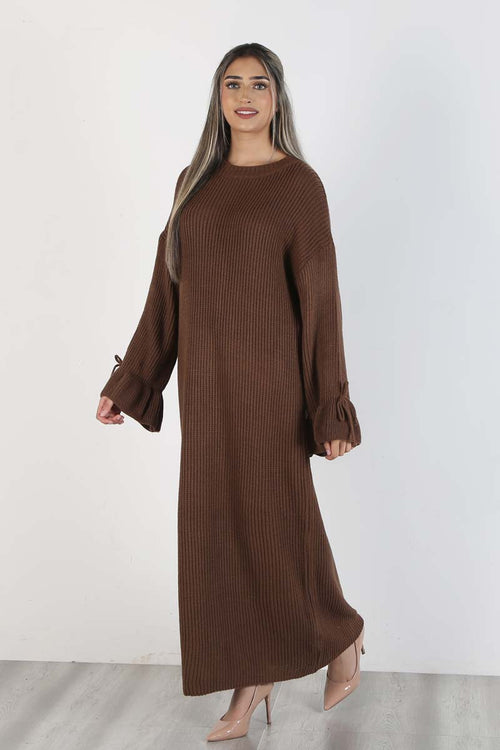 BELL SLEEVE KNIT MID-MAXI BROWN