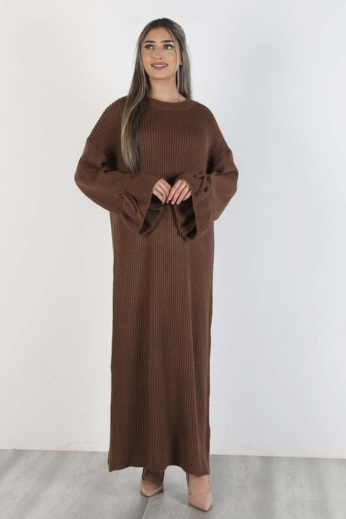 BELL SLEEVE KNIT MID-MAXI BROWN