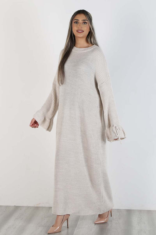 BELL SLEEVE KNIT MID-MAXI STONE