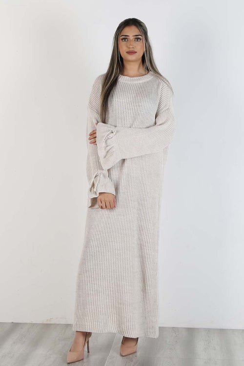 BELL SLEEVE KNIT MID-MAXI STONE