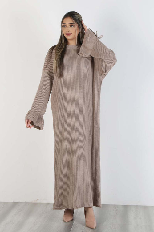 BELL SLEEVE KNIT MID-MAXI TAUPE