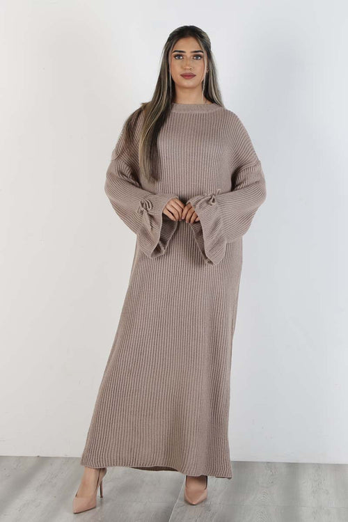 BELL SLEEVE KNIT MID-MAXI TAUPE