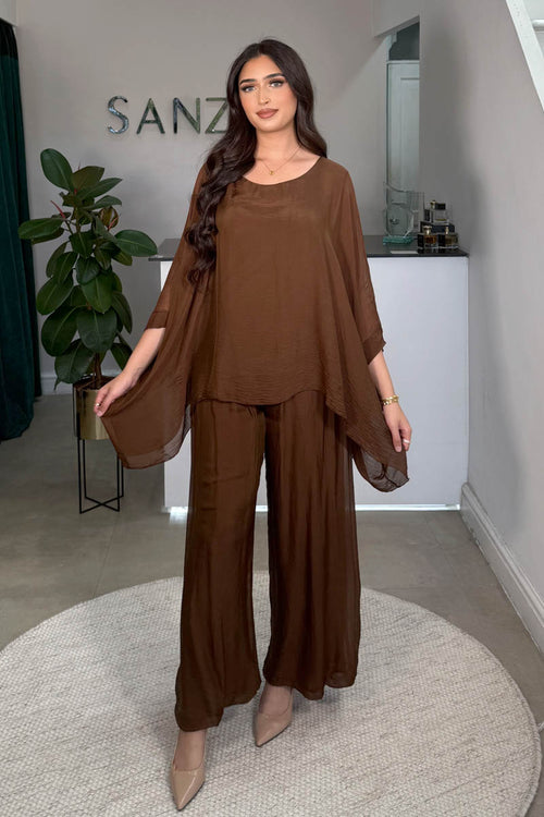 KAAZI SILK COORD BROWN