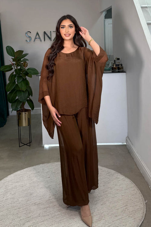 KAAZI SILK COORD BROWN
