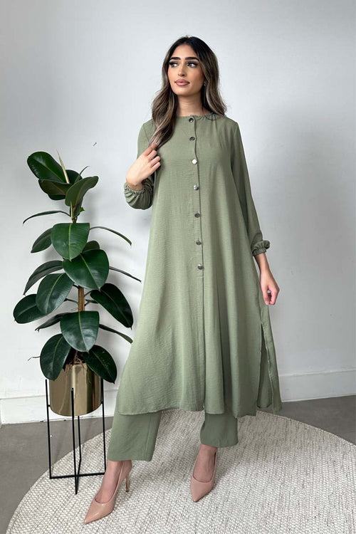 BUTTON SHIRT CO-ORD OLIVE