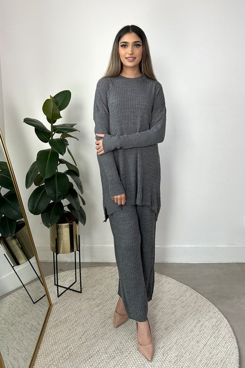 CABLE KNIT CO-ORD GREY