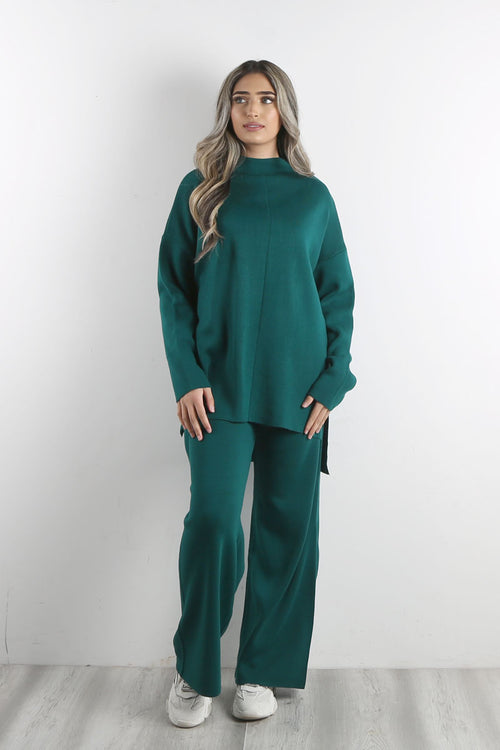 DIP HEM POLO CO-ORD JADE GREEN