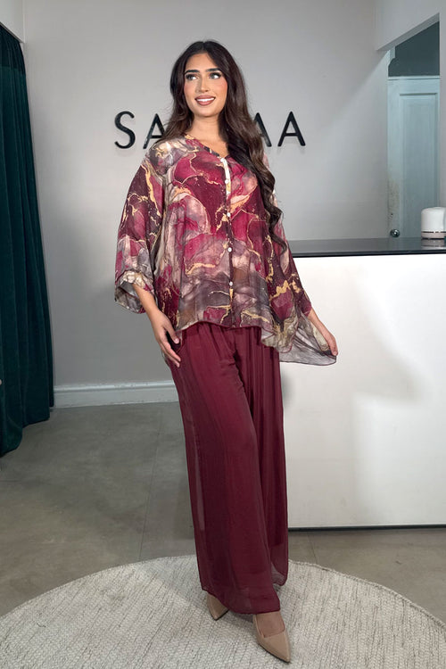 ELAHI MARBLE COORD BURGUNDY