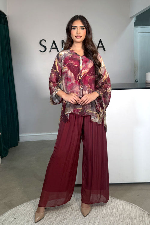 ELAHI MARBLE COORD BURGUNDY