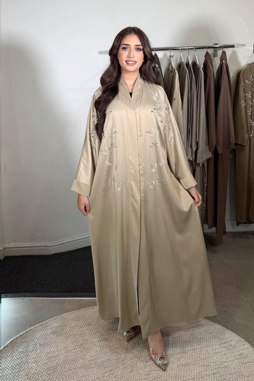 MIYA CRYSTAL ABAYA CREAMED GOLD