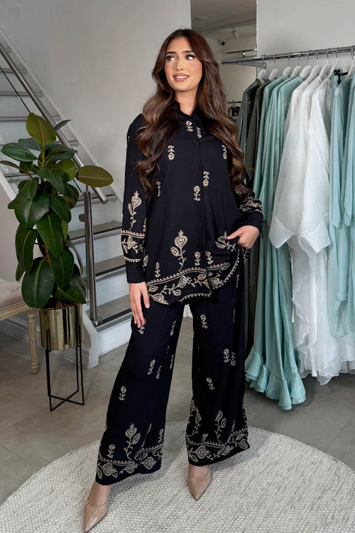 ANAHITA EMBROIDERY COORD BLACK