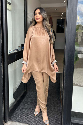 TIE DYE ABAYA SET NUDE