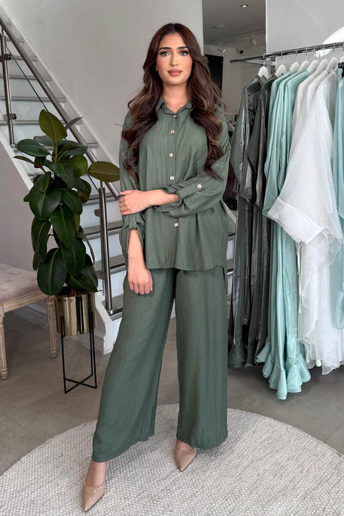 MINA GOLD BUTTON COORD KHAKI