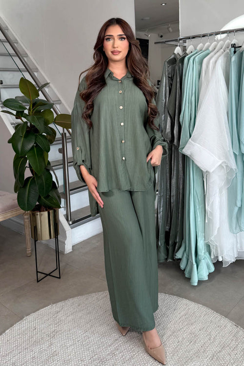 MINA GOLD BUTTON COORD KHAKI