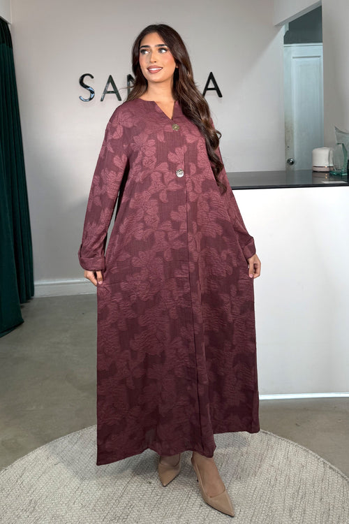 HANI GOLD BUTTON MAXI BURGUNDY