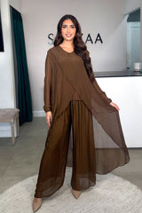 LINA LONG SLEEVE COORD BROWN