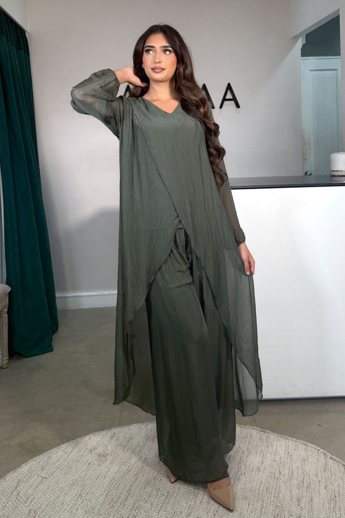 LINA LONG SLEEVE COORD KHAKI