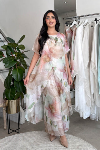 LINA SPLIT PRINTED COORD BROWN