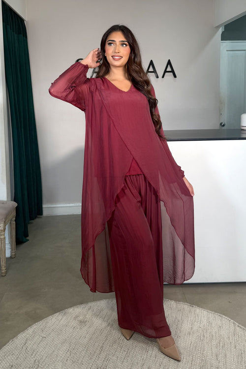 LINA LONG SLEEVE COORD BURGUNDY