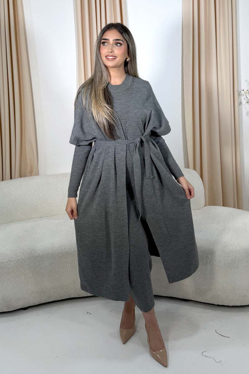 MAHIN TWO-PIECE KNIT SET GREY