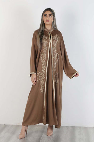 HASNA FEATHER SLEEVE ABAYA SET KHAKI