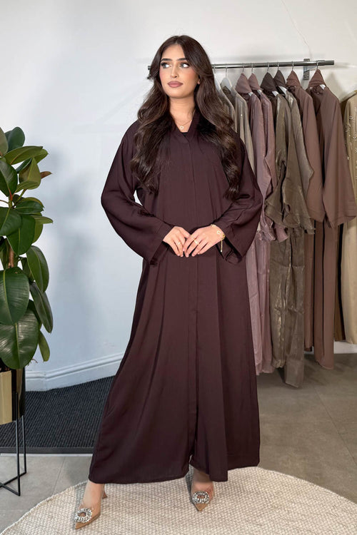 PLAIN ABAYA SMOKY FIG