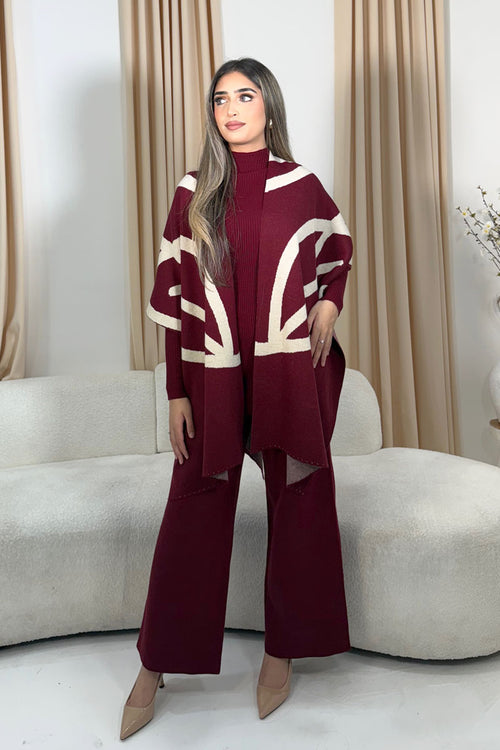 MALIHA PONCHO THREE-PIECE WINE