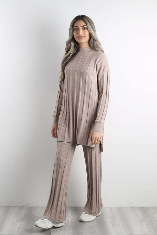 ELAYA KNIT COORD TAUPE