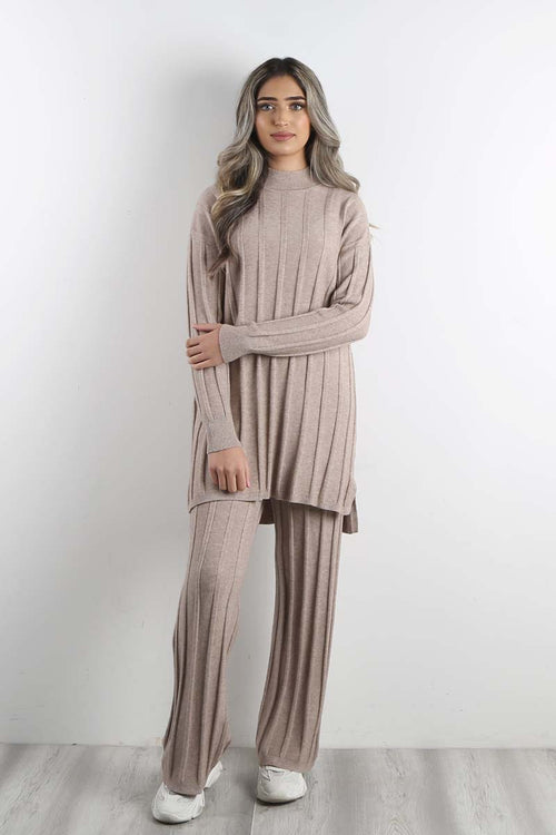 ELAYA KNIT COORD TAUPE