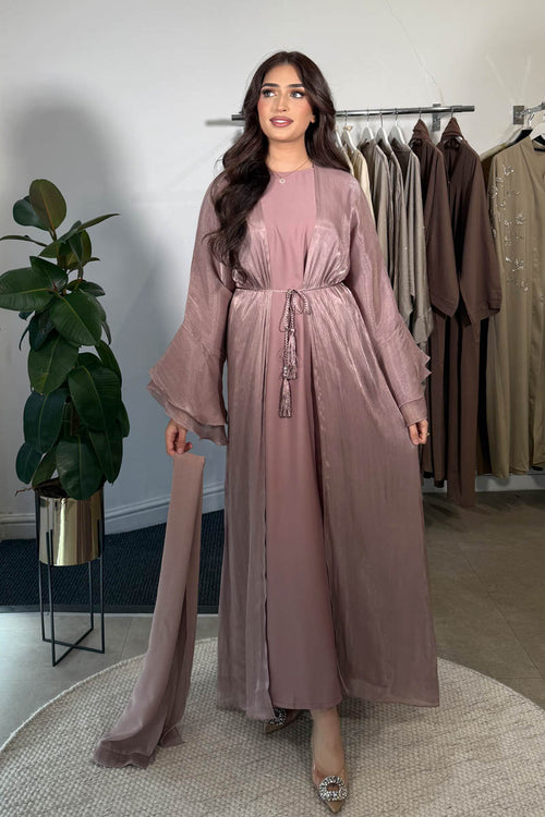 SAI SHIMMER ABAYA POWDER PINK