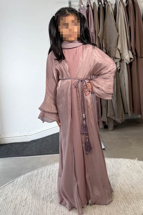 SAI SHIMMER ABAYA POWDER PINK KIDS