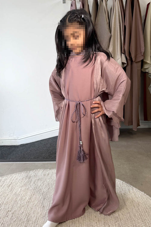 SAI SHIMMER ABAYA POWDER PINK KIDS