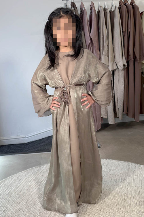 SAI SHIMMER ABAYA MUSHROOM TAUPE KIDS