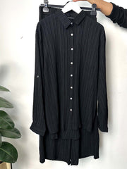 TEXTURED SHIRT CO-ORD BLACK